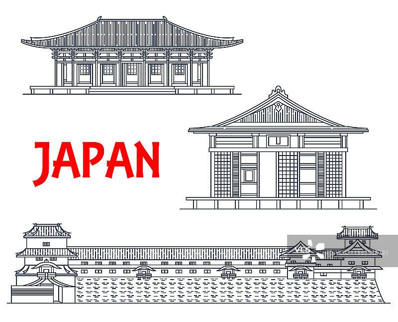 日本名胜古迹：日式寺庙建筑图片素材