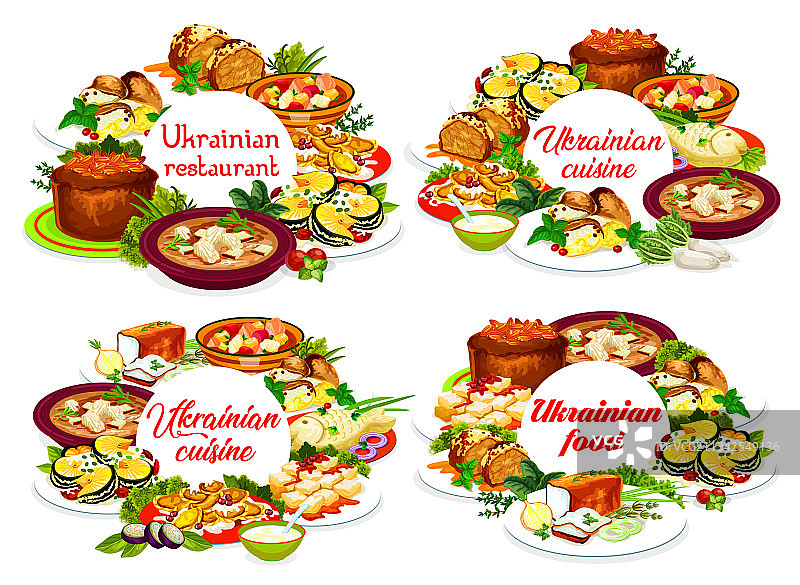 乌克兰美食圆形框架横幅图片素材
