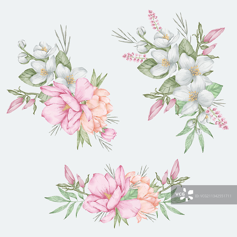 水彩婚礼花束图片素材