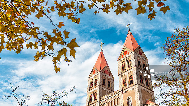 青岛天主教堂图片素材