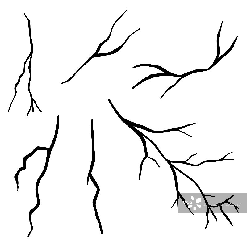 手绘裂纹素材（白色背景）图片素材