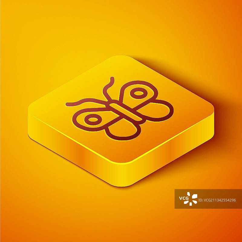 2.5D线条蝴蝶图标，橙色背景图片素材