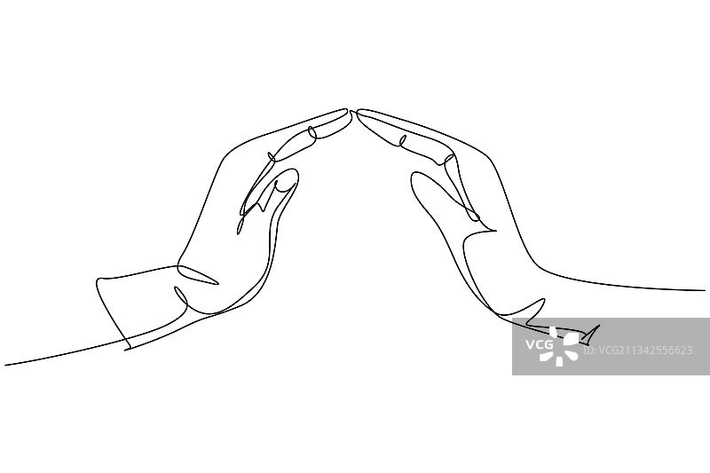 手部保护连续单线绘画图片素材