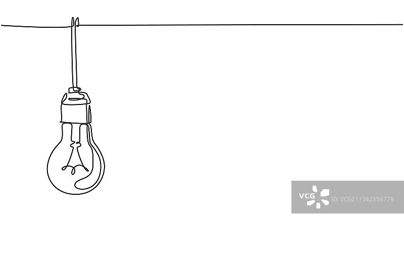 一笔画悬挂灯泡图片素材