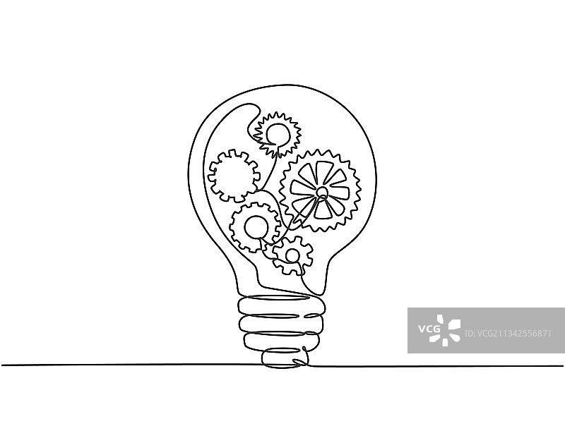 带金属的单线画灯泡图片素材