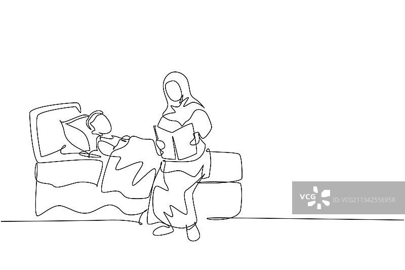 年轻穆斯林单线条画图片素材