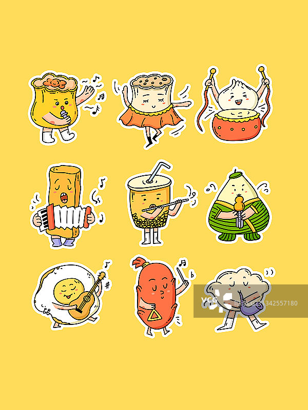 早餐卡通贴纸图片素材