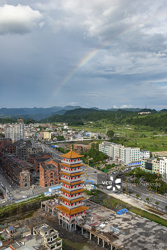 贵州省黔南州独山县紫禁城毋敛古城彩虹图片素材