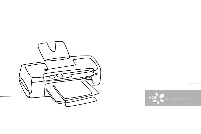 数字打印机单线画图片素材