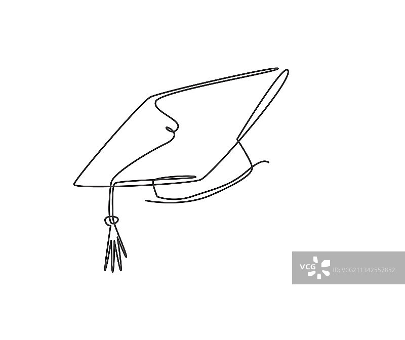 毕业帽一笔画图片素材