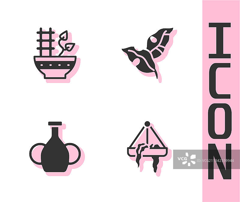 悬挂花盆中的热带植物图片素材