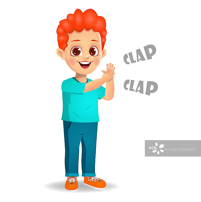 可爱的男孩拍手图片素材