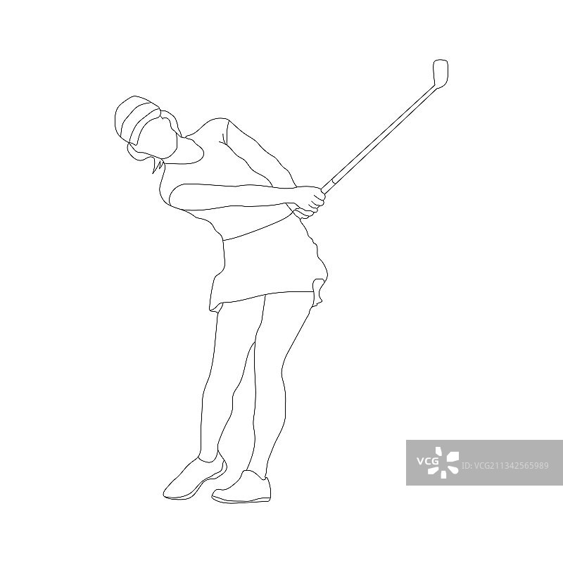 女性高尔夫轮廓剪影图片素材