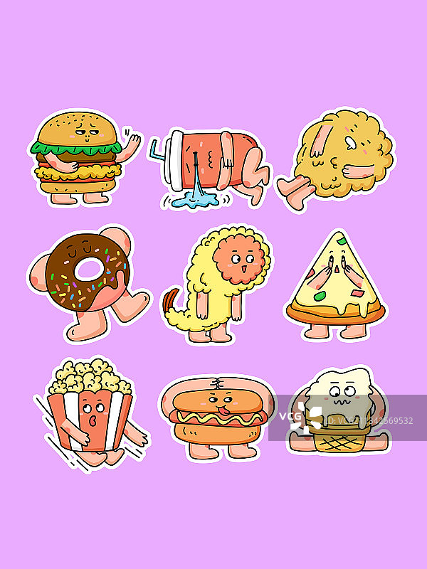 快餐美食卡通贴纸图片素材