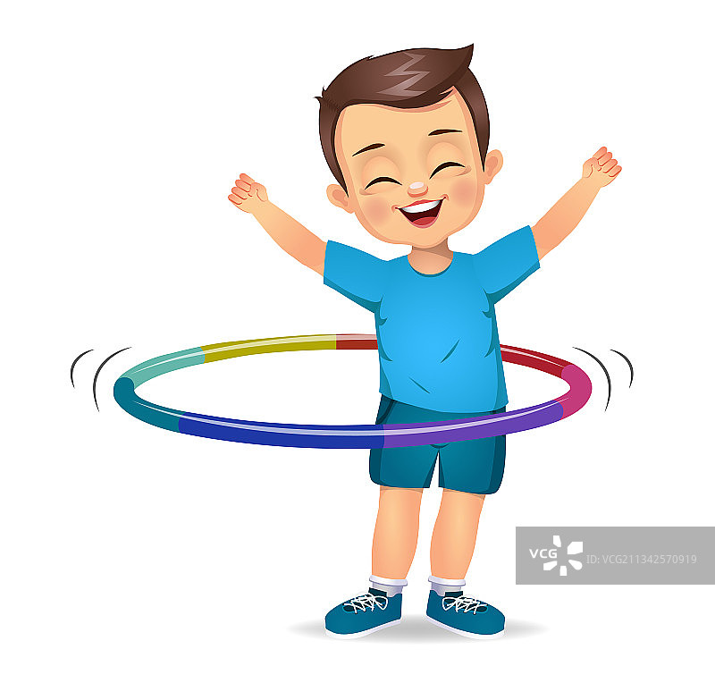 玩呼啦圈的可爱男孩图片素材