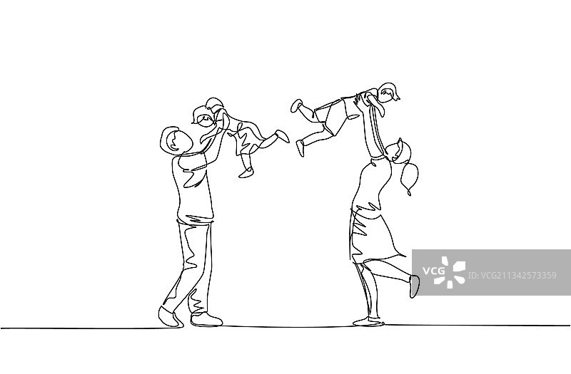 年轻母亲单线画图片素材