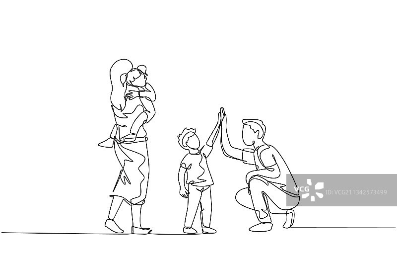 年轻父亲给予单线画图片素材