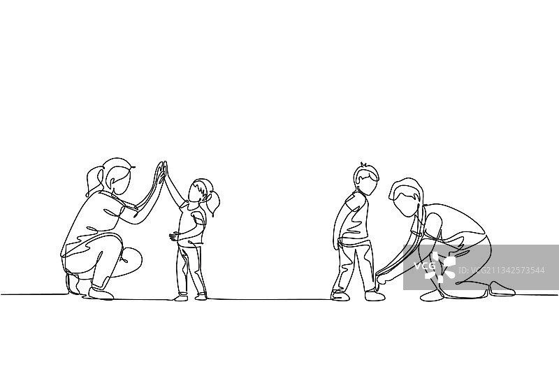 一笔画：年轻妈妈的给予图片素材