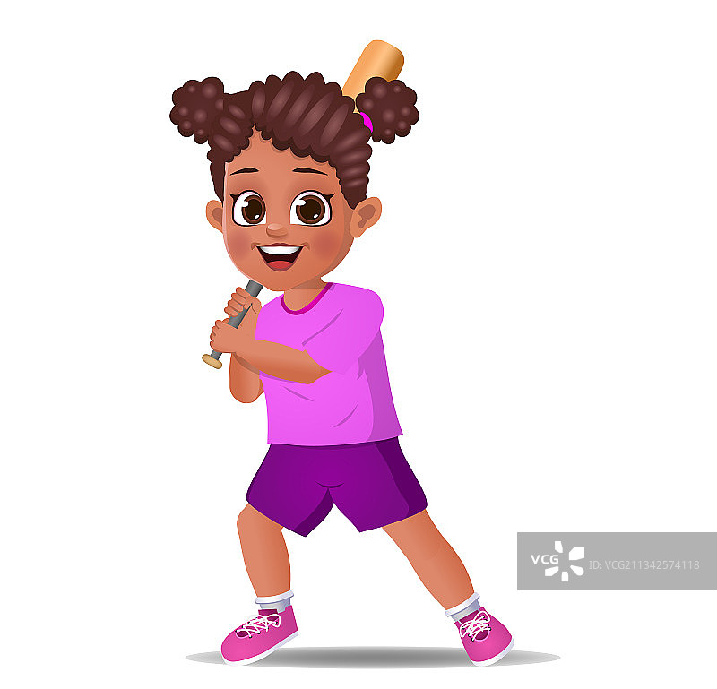 玩棒球的可爱女孩图片素材