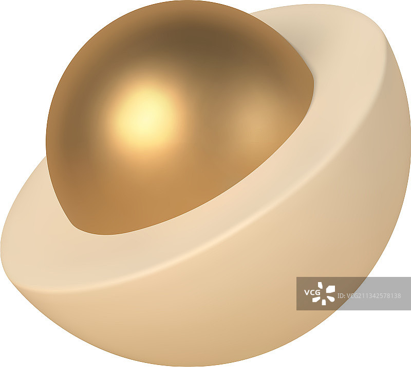 带有金色球体的抽象3D半球图片素材