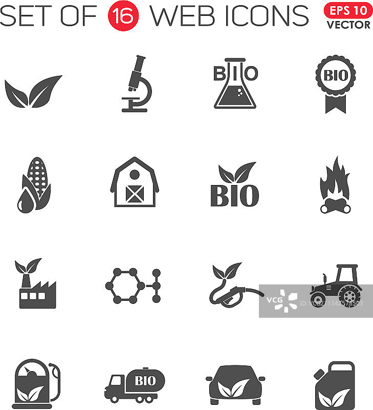 生物燃料16个Web图标图片素材