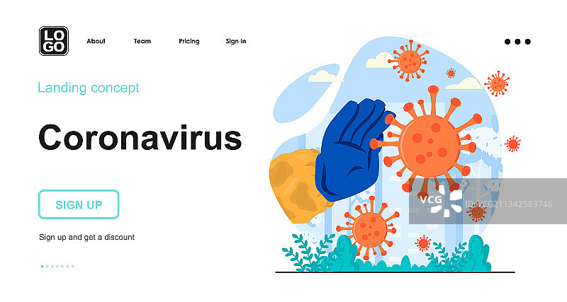 冠状病毒网络概念：医护人员之战图片素材