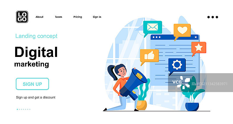 数字营销网络概念：营销人员的吸引力图片素材