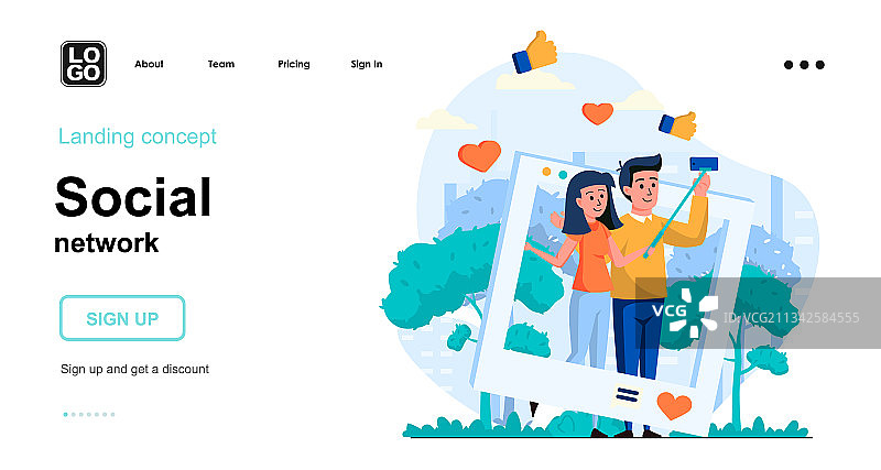 社交网络概念：情侣自拍图片素材