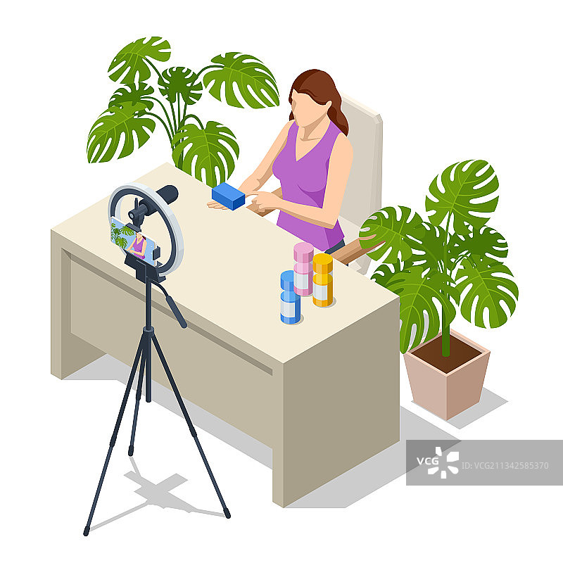 2.5D视频博主录制视频图片素材