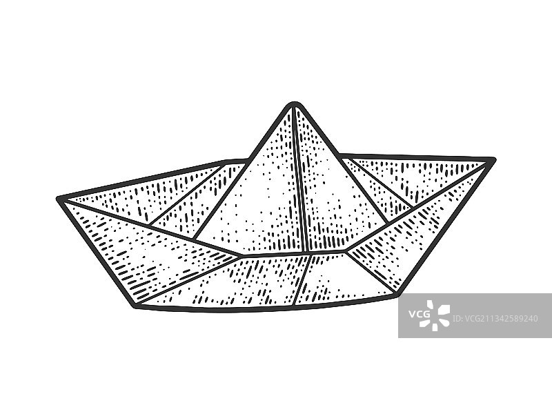 纸船线条艺术素描图片素材