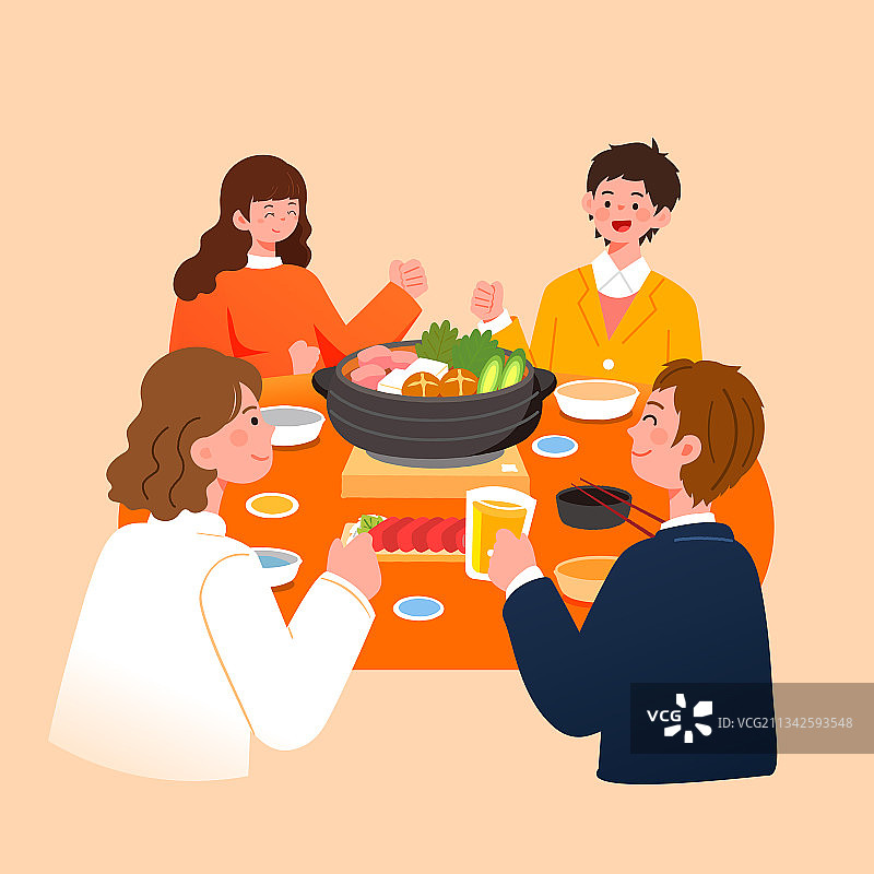 卡通中秋节传统节日古人猜灯谜团圆饭中国风国潮矢量插画图片素材