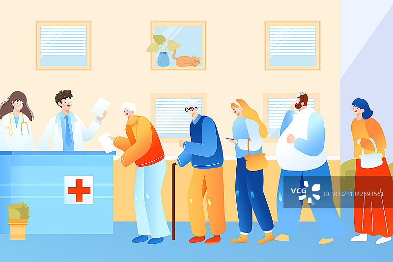 卡通预防感冒疫情核酸检测疾病治疗医院医生诊断医疗健康矢量插画图片素材