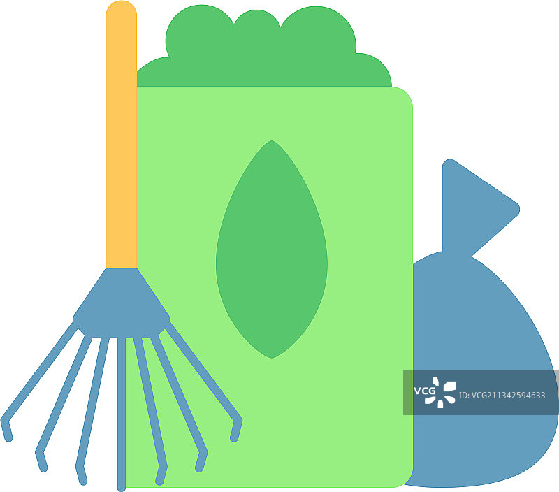 庭院垃圾收集扁平风格彩色图标图片素材