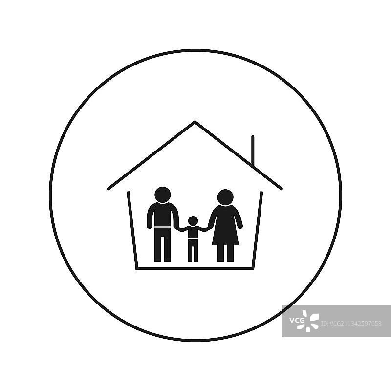 家庭图标轮廓扁平设计图片素材