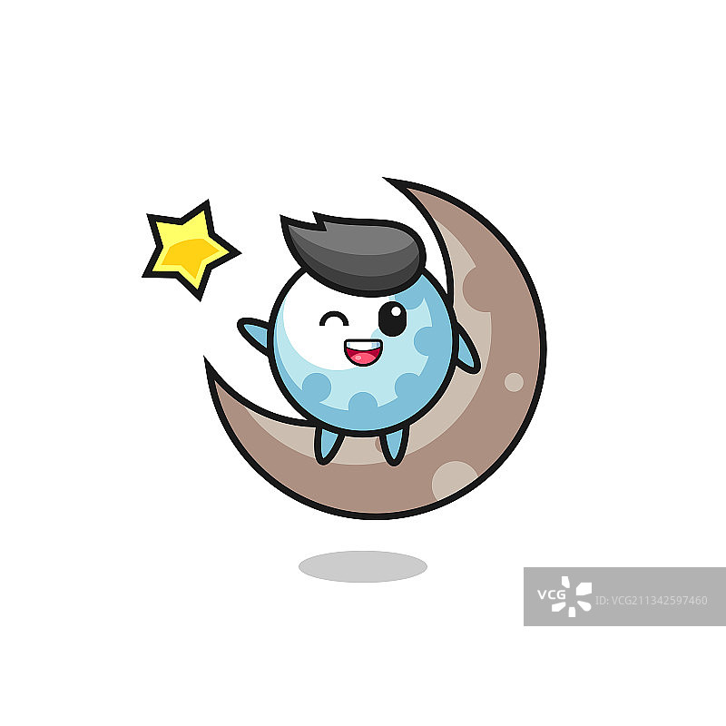 坐在半月上的高尔夫卡通形象图片素材