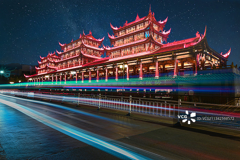 黔江土家风雨廊桥图片素材