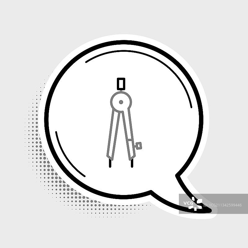 灰色背景上的线条画指南针图标图片素材