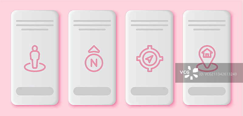 带人物指南针和房屋的线条定位图片素材