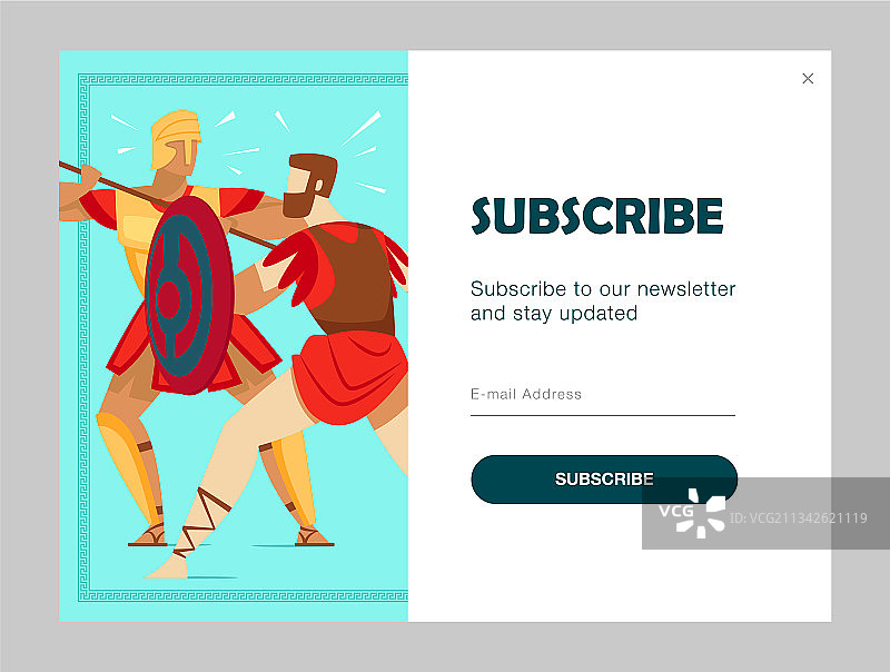 古代战士的电子邮件订阅设计图片素材