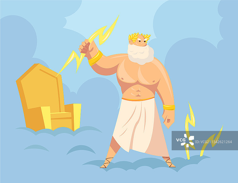 希腊神话宙斯从天而降闪电图片素材