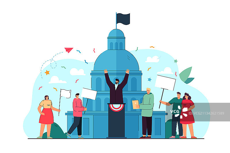 参与政治活动的人群扁平插画图片素材