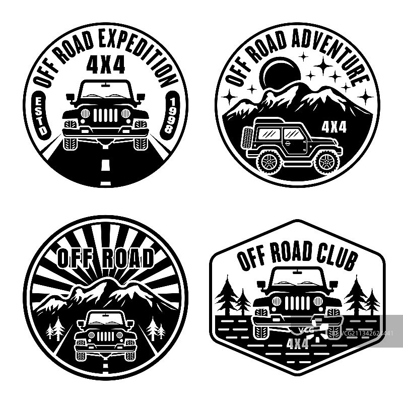 越野车和SUV车徽章套装图片素材