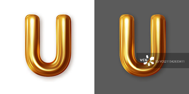金色金属字母符号U图片素材
