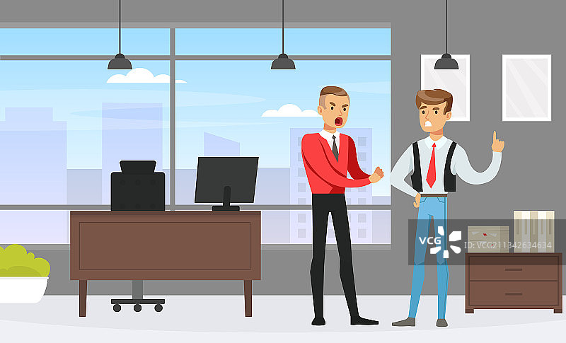 办公室里争吵的男人们：职场人际关系图片素材