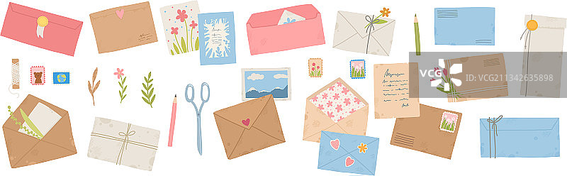 不同款式的邮件信封图片素材
