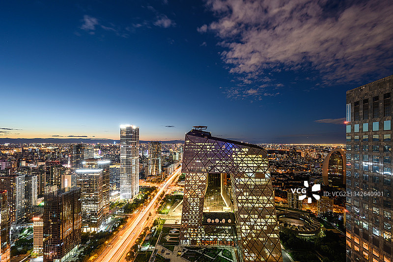 北京东三环国贸CBD中央电视台夜景图片素材