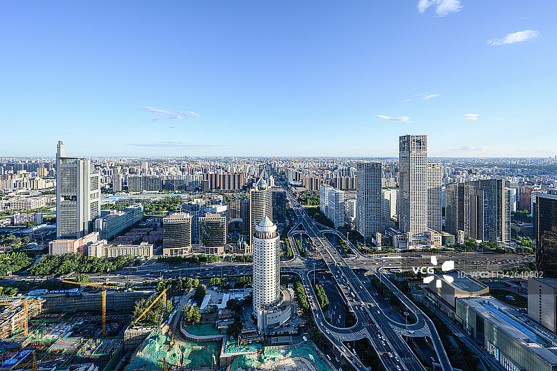 蓝天白云下的北京国贸CBD国贸桥图片素材