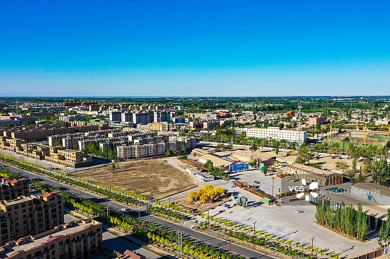 新疆阿克苏地区沙雅县城市建设航拍图图片素材