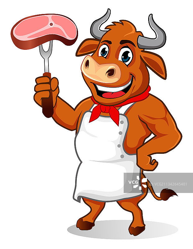 水牛厨师吉祥物卡通图片素材