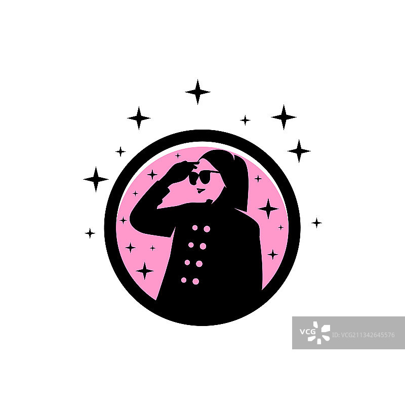 戴头巾的时尚女性Logo设计图片素材